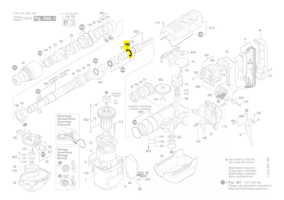Joint torique 22x3,5mm percuteur perforateur GBH5-40DE 1610210163 Bosch